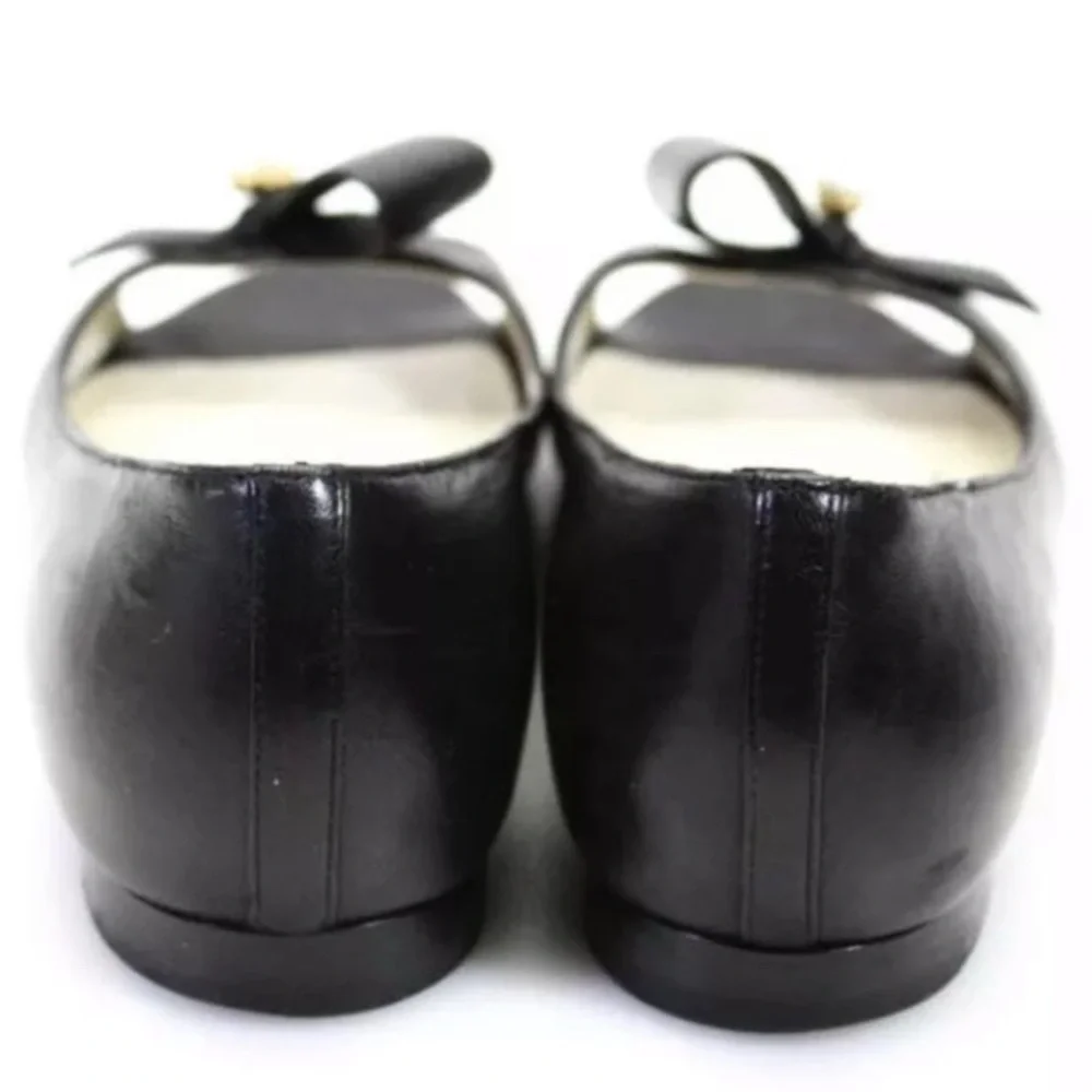 CHANEL Black Flats with Bow and Pearl Detail - Picture 3 of 5